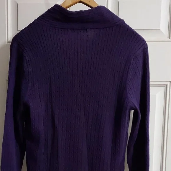 Deep purple sweater, shawl collar. women's - Picture 3 of 5